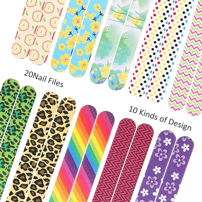 Mudder 20 Pcs Nail File Colorful Emery Boards Nail Buffer File Tools for Women Double Sided Filers for Shaping and Smoothing Toenails and Fingernails