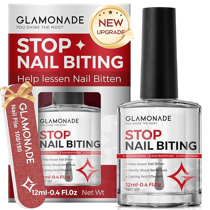 2-in-1 Stop Nail Biting Treatment Kit: Extra Bitter Polish to Deter Biting & Professional Nail File to Smooth Jagged Edges Complete Solution to Remove Biting Triggers for Kids & Adults