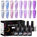 MEET ACROSS 8pcs Gel Nail Polish Set, Soak off UV LED Lamp Gel Nail Polish Cat Eye Set Home Gel Manicure Kit 7ml (Cat Eye + color Gel-5)