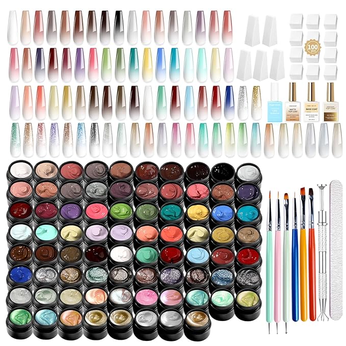 78 Colors Ombre Gel Polish Set Sponge Pat Paint Nail Gel for Gradient Color Floral Designs and Artistic Painting PatGel Polish for Professional Nail Art Creative DIY