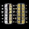 Gold Silver 3D Nail Charms, 2Boxes 24Grids Bow Star Nail Gems Nail Studs,Punk Metal Alloy Rivet Stickers Bowknot Nail Art Decorations Accessories for Nail Art Design DIY Crafts (Gold Silver B)