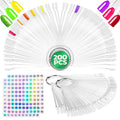 200 Pcs Nail Swatch Sticks – Color Swatches with Numbering Stickers and 4 Metal Rings – Easy to Paint On, Simple to Organize and Store for Professionals, Beginners, and Gel Polishes, Nail Forms