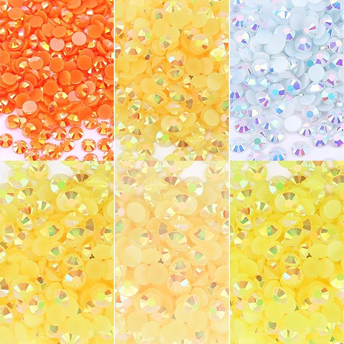 22800Pcs Shiny Jelly Rhinestones for Arcylic Nails Mixed Sizes Rainbow Rhinestones Flatback Nail Art 6 Colorful Red Yellow Crystal AB for DIY Craftings Makeup