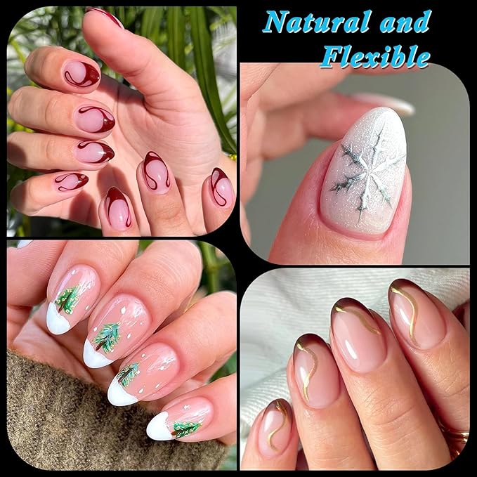 LoveOurHome 600pc Almond Fake Nails - Soft Gel Clear Press-on Short Acrylic Extension Tips, XS Stiletto Full Cover False Artificial Fingernail Tips
