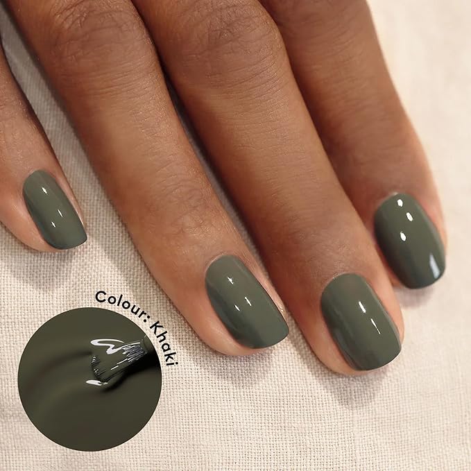 Manucurist Green Flash Gel Polish - Khaki - UV & LED Gel Nail Polish - 12-Free, Bio-Sourced (84%) - Professional Manicure - 15 ml