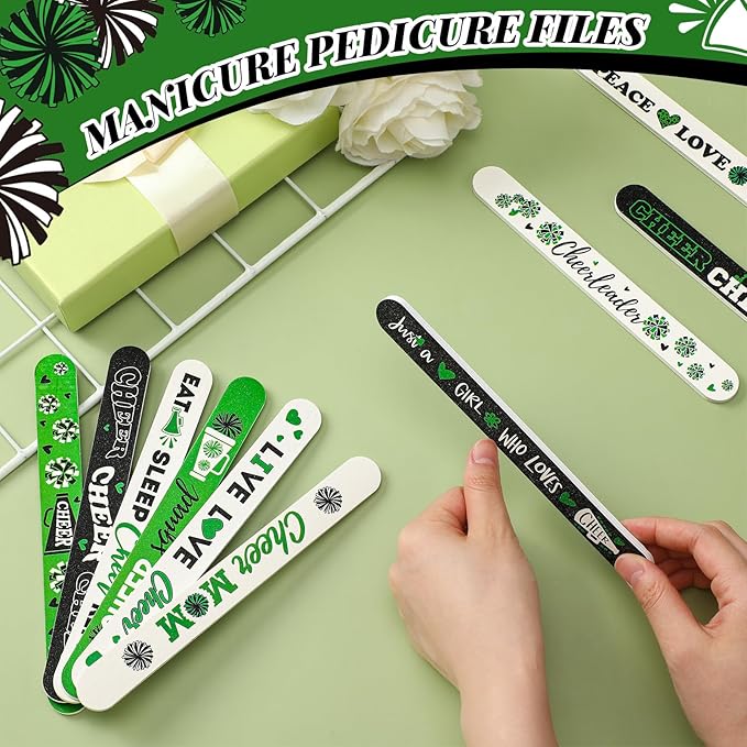 50 Pack Cheerleader Gifts Bulk for Team Cheer Mini Nail Files for Women Cheerleader Emery Boards Funny Cheer Party Favors Small Spa Gifts for Women Teammates Salon Manicure Tools