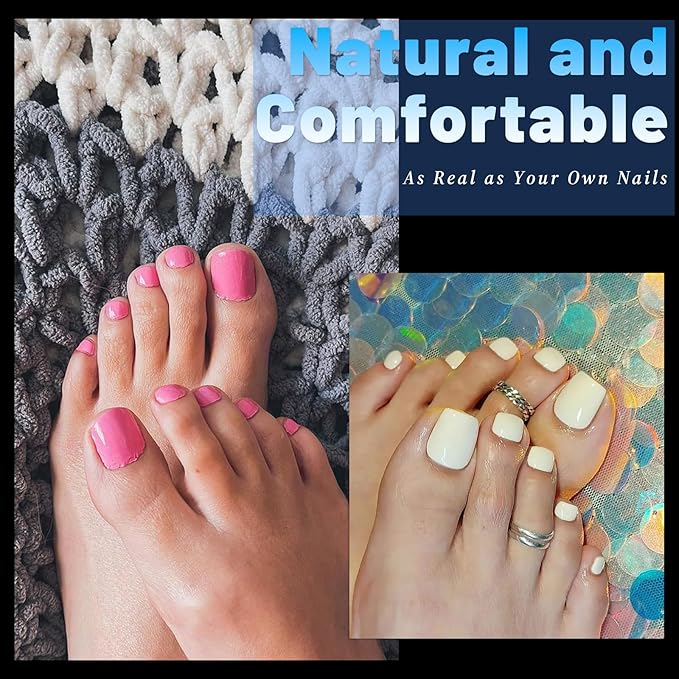 240pc Soft Gel Nail Tips - Short Square Full Cover Fake Toenails for Press On, Clear False Toe Nail Press Ons, 12 Size Artificial Acrylic Nails