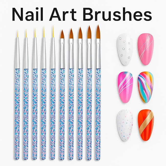 34pcs Nail Art Brushes Set – 15 Nail Brushes, 5 Dual-Ended Dotting Pens, 5 Liner Brushes, 5 Carving Brushes, Brush Holder & 3 Dual-Ended Nail Art Pens – Tools for Gel, Acrylic, DIY Design