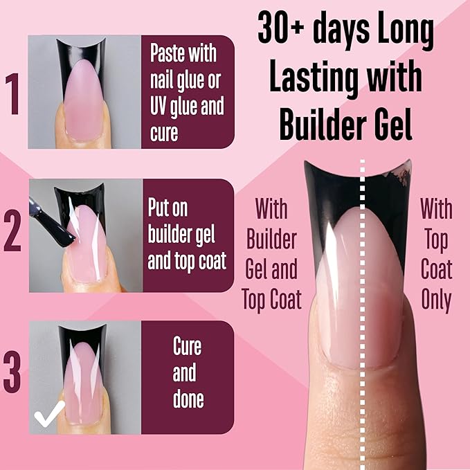 NOVO OVO Halloween Black French Tip Duck Feet Nail Tips Full Cover for Press on Acrylic with Moon Curve, Thick Medim Pre-Etched Matter Flare Wide Soft Gel Fake False Nail Extension x 15 Sizes 150 pcs