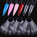 150 Pcs Nail Swatch Sticks with Ring, Clear Pointed Shaped Nail Art Polish Display Tips, Stiletto False Nail Sample Sticks, Nail Practice Color Display Board Manicure Home DIY Salon Supplies