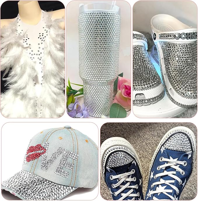White Rhinestones for Bedazzling with B7000 Jewelry Glue, Resin Rhinestones for Crafting Crafts DIY, Bedazzler Kit Gems for Clothing Shoes Tumblers Fabric Nail Art Assorted Size 2/3/4/5mm