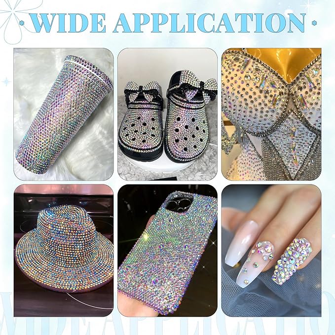 12000Pcs Resin Rhinestones for Bedazzling with 3Pcs B7000 Jewelry Glue, 2 Boxes AB Flatback Rhinestones for Crafting Crafts DIY, Crystals Gems for Clothing Shoes Tumblers Nail Art Makeup