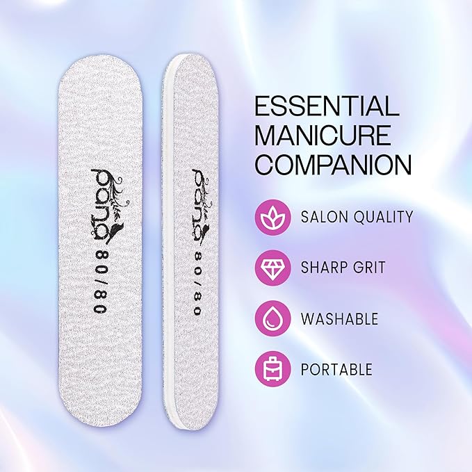 25pcs - PANA Mini Double-Sided Emery Nail File for Manicure, Pedicure, Natural, and Acrylic Nails - Zebra (Grit 80/80)