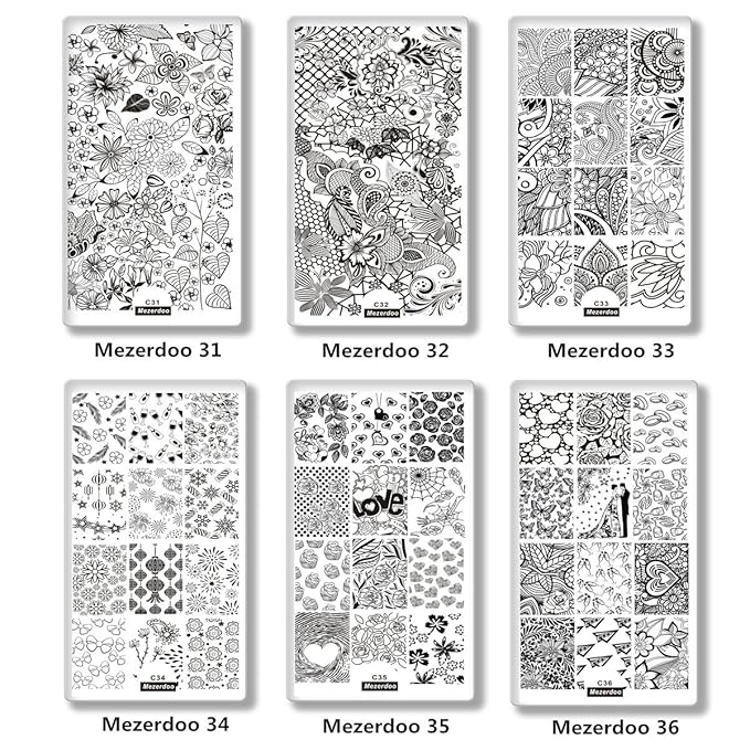 Mezerdoo 10 Pcs/Lot Monster Ghosts Nail Art Stamping Template Animal Cartoon Love Fruit Printing Image Plate Nail Stamp with Backplane
