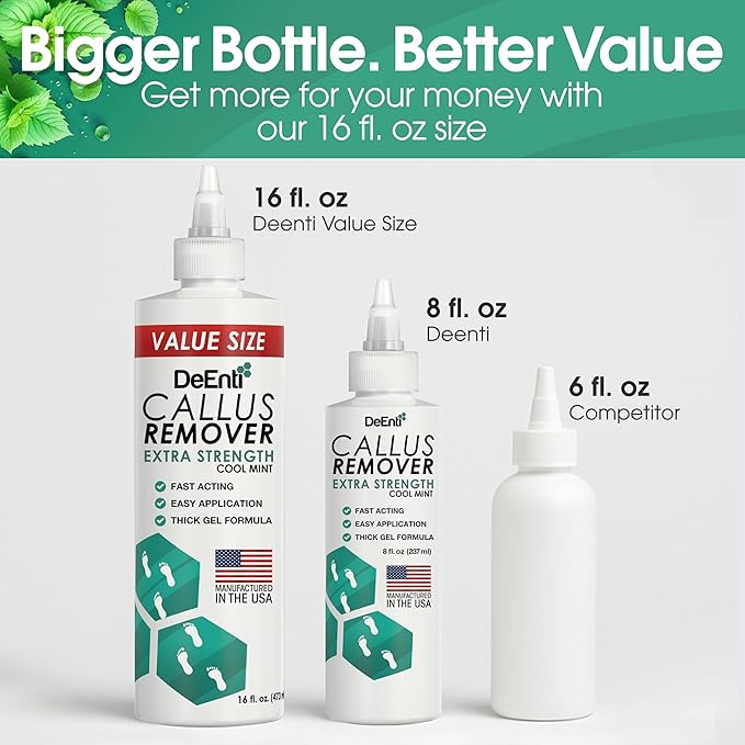 Callus Remover for Feet, Extra Strength Foot Callus Remover Gel, 16oz Salon Grade Home Pedicure Supplies for Dry Skin, Cracked Heel, Professional Strength Foot Care, Cool Mint