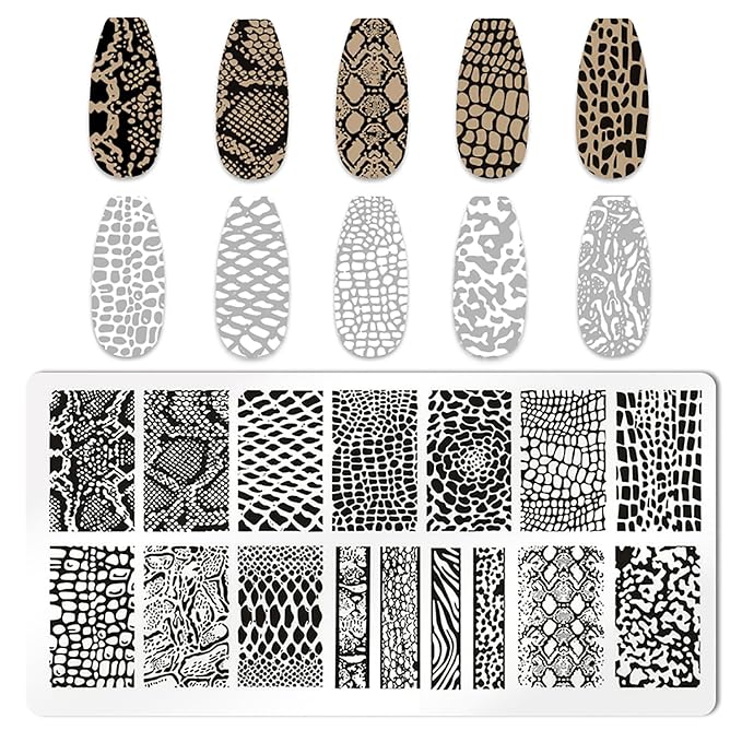 5pcs Nail Stamp with Nail Stamper and Scraper, Leopard Print Nail Stamping Plates Nail Art Stamp French Tip Stamp Tool Nail Stencils Template for DIY Nail Art Accessories