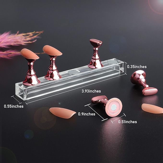 JUSTOTRY 2 Sets Pink Nail Stand for Press on Nails Display, Magnetic Fake Nails Holder for Painting Nails Practices, Beginner Acrylic Nail Art Kit Accessories, Nail Salon Equipment and Decor