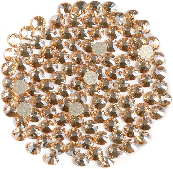 Beadsland 576pcs Flat Back Crystal Rhinestones Round Gems for Nail Art and Craft Glue Fix, Golden Shadow, SS30,6.3-6.5mm