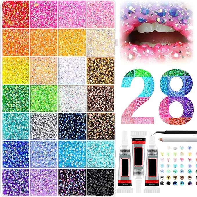 Resin Rhinestones for Bedazzling Kit, Colorful 3mm Jelly Rhinestone Bedazzler Kit, Mixed Colors Flatback Gems for Diamond Art Bedazzled Nail Art DIY Crafts Phone Case Clothing (30000)