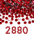 Beadsland Flatback Rhinestones Bulk, 2880pcs Red Rhinestones for Nails Crafts Clothes DIY Decoration, Siam, SS30, 6.3-6.5mm