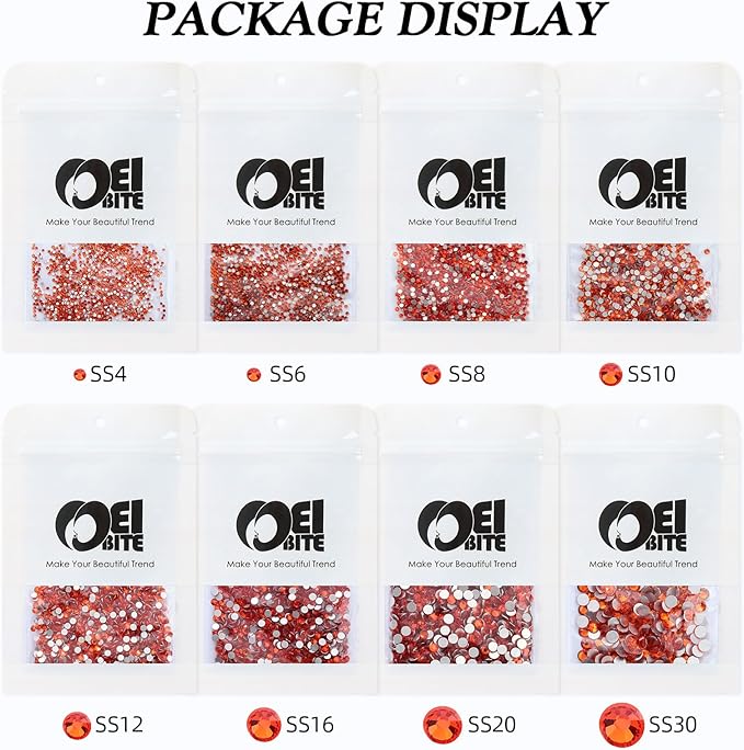 Hyacinth Flatback Rhinestones, Glass Rhinestones for Nail Art and Craft, Glue Fix, Loose Crystal Gemstones(Orange, SS4, 1440pcs, 1.5-1.7mm)