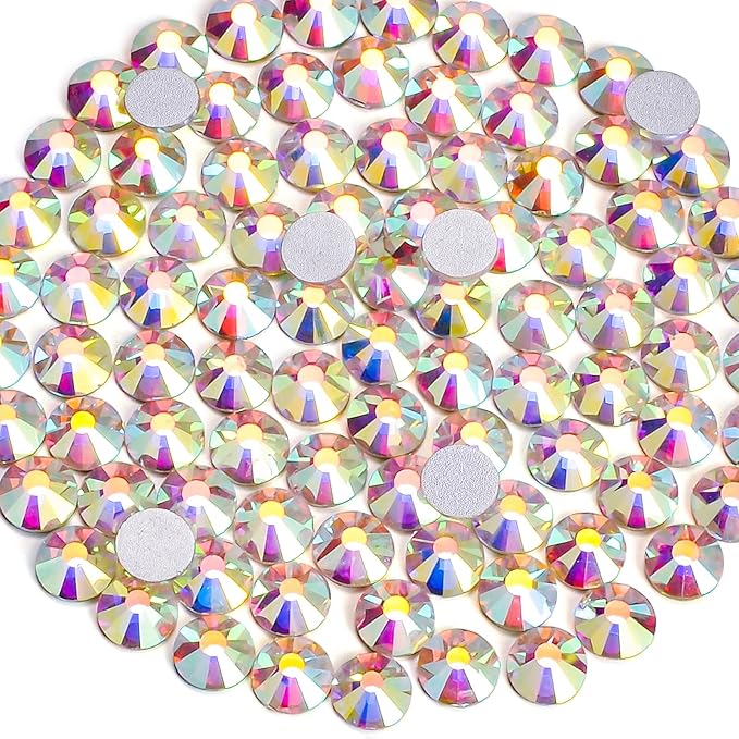 720pcs Flat Back Rhinestones Glitter Round Crystal Gems Glass Rhinestones for Crafts Nail Art Clothes Shoes DIY Decorations, Crystal AB, SS20, 4.6-4.8mm