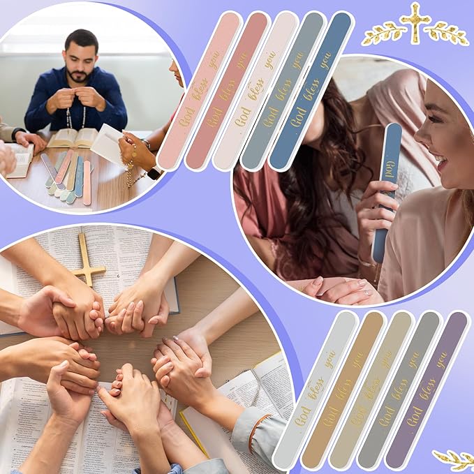 50 Pack Christian Gifts for Women Scripture Mini Nail Files Christian Party Favors Bible Verse Emery Boards Religious Small Gifts for Teacher Mother Employee Staff Coworkers Office Supplies
