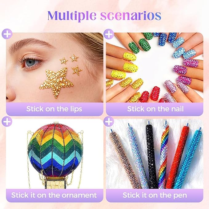 Colorful DIY Resin Rhinestone Kit - 32,000Pcs Resin Jelly Rhinestones for Bedazzling, Multicolor 3mm Flatback Gems with Storage Box & Tools for Nail Art, Clothing, Tumblers, Crafts Decor (32000PCS)
