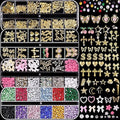 Nail Charms,Nail Rhinestones Kit with 4 Boxes of Nail Gems,Colorful Clear Flatback Rhinestone,3D Charms for Nails 3D Nail Art Design Kit Nail Decorations for Women