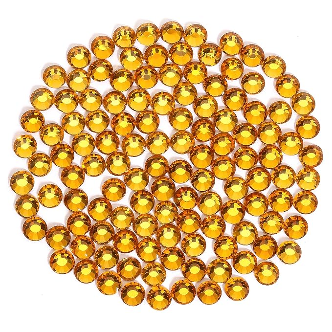 Novani Rhinestones 3000Pcs Flatback Crystal Round Loose Gemstones Glass Rhinestones for Crafts Makeup Nail Art Clothes Shoes DIY Decorations(SS8, 2.3-2.5mm,Gold Yellow)