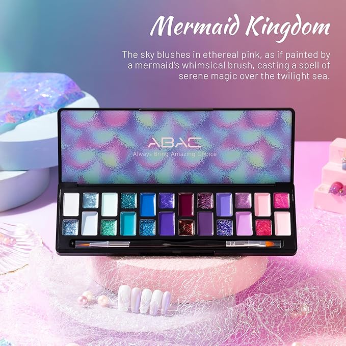 ABAC Solid Gel Nail Polish,Ombre Gel Nail Polish,Pat Paint Nail Gel-24 Colors Blue Pink Purple Shimmer Hema Free Gel Polish w/Pro Brush Soak Off LED Gift for Women