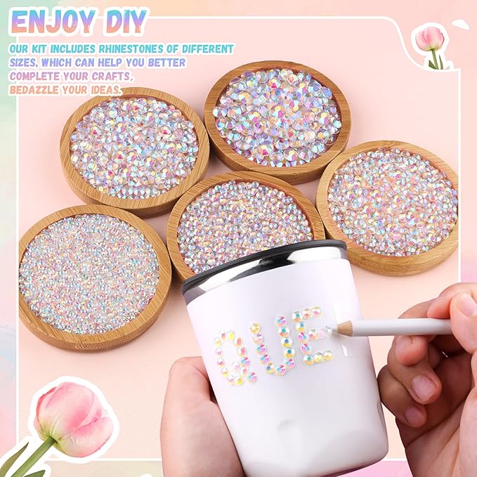 30000Pcs Resin Rhinestones for Bedazzling with B7000 Jewelry Glue, Transparent AB Flatback Gems Rhinestones for Crafting, Clothing Tumblers Mugs Shoes Fabric Decor Nail Art