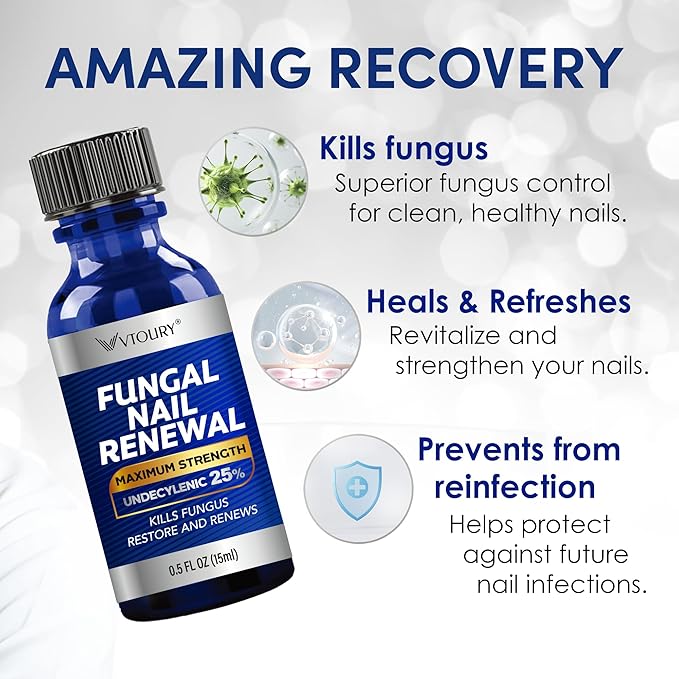 Toenail Fungus Treatment Extra Strength – VTROUY 2 Bottle Nail & Toe Solution with Undecylenic Acid 25% and Tea Tree Oil 15ml 2Pcs