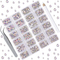10000 Pieces Rhinestones 6 Sizes Round Crystal Glass Flat Back Rhinestones with 1Tweezers and 1Picking Pen for Nail Art Crafts Clothes Bags DIY (Crystal AB)