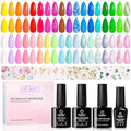 beetles Gel Polish Kit - 36 colors Pastel Polish Blue Green Glitter Nail Polish with Nail Art Foil Glue Base Coat Glossy Top Coat Impressionist Garden Soak off Uv Gel Manicure Kit Gifts