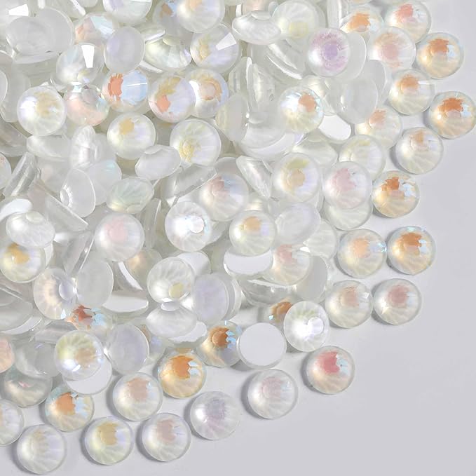 Beadsland 288pcs Flat Back Crystal Rhinestones Round Gems for Nail Art and Craft Glue Fix, Luminous White, SS30, 6.3-6.5mm
