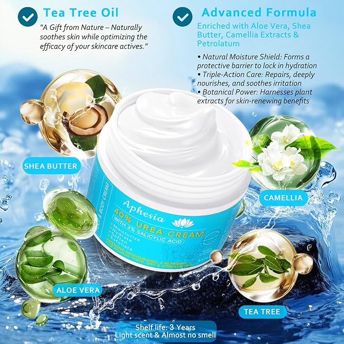 Urea 40% Foot Cream Maximum Strength - with Vitamin E & 2% Salicylic Acid - Deep Moisturizing for Winter Cracked Heels - Softens & Long Moisture for Rough Dead Skin on Hands, Feet, Elbows - Rich