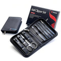 Manicure Pedicure Set, 9pcs Stainless Steel Nail Clippers Grooming Kit, Professional Complete Manicure Kit for Men, Mini Travel Nail Care Tools with Bag (Black)