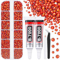 6100Pcs Resin Rhinestones for Crafting with 2Pcs 10ml B7000 Jewelry Glue, 1 Box Flatback Crystals Diamond (Red Zircon) for Bedazzling Crafts DIY Nail Art，Non Hotfix Gems for Clothing Shoes Tumblers