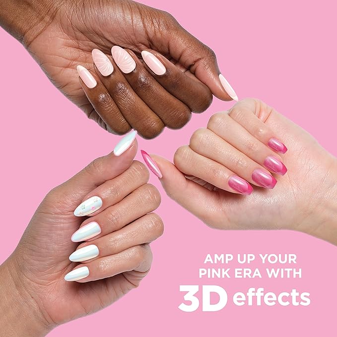 Sally Hansen Salon Effects Perfect Press-On Pink Nails | Almond Shape, 3D Design | Easy to Apply, Non-Damaging, Vitamin E & B5 | 30 Nails, Nail Glue, Adhesive Tabs, File| Blushing on You