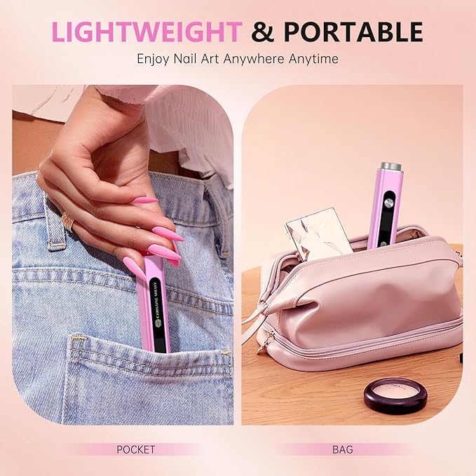Handheld UV Light for Gel Nails, 3 in 1 Cordless UV Nail Lamp, Cat Eye Magnet & Nail Stamp Nail Light, Rechargeable Nail Dryer, Flash Cure Lamp with LED Display, Women Purple