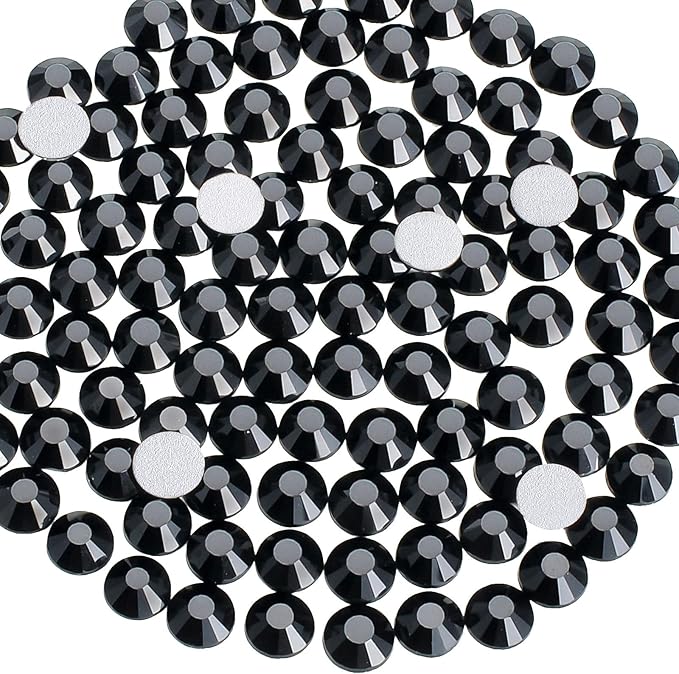 288pcs Flat Back Rhinestones Glitter Round Crystal Gems Glass Rhinestones for Crafts Nail Art Clothes Shoes DIY Decorations, Black, SS30, 6.3-6.5mm
