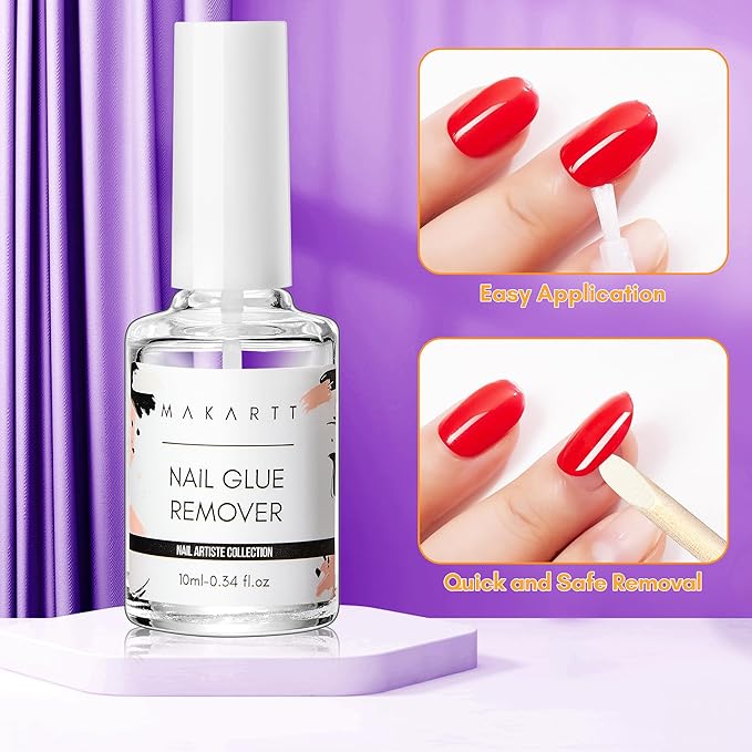 Makartt Nail Glue Remover for Press on Nails: 10ML Glue Off for Nail Tips Acrylic Nails Fake Nails Debonder Adhessive Remover Acetone-free Nail Polish Remover, Can't Remove Gel Nail Polish