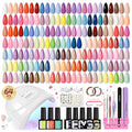 phoenixy Gel Nail Polish Kit with U V Light 64 Pcs Gel Nail Set 45 Colors All Seasons Nail Polish Set Base & 4 Effects Top Coat Manicure Tools Complete Nail Kit Gifts for Women Girls