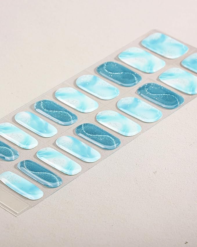 Cat Eye-Inspired 20pcs Semi Cured Gel Nail Strips - Salon-Grade DIY Wraps with Glaze Texture, Easy Application, UV Light Required for Stylish Nails