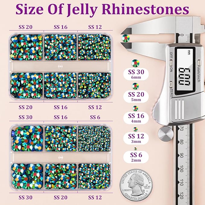 Resin Jelly Rhinestones for Crafting with B7000 Jewelry Glue, 2 Boxes Emerald Balck AB Flatback Crystals with 2Pcs 10ml Glue, Bedazzling Non Hotfix Gems for DIY Tumblers Clothing Shoes Manicure
