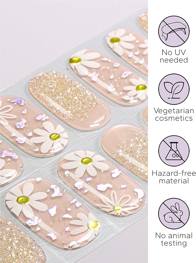 Nail Polish Strips – 32PCS UV Free Salon Quality Wraps, Long Lasting Gel Nail Stickers for Women (Pink Haze)