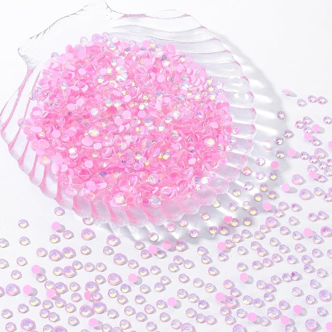 F Pink Flatback Rhinestones, Glass Rhinestones for Nail Art and Craft, Glue Fix, Loose Crystal Gemstones(F Pink, SS8, 1440pcs, 2.3-2.5mm)