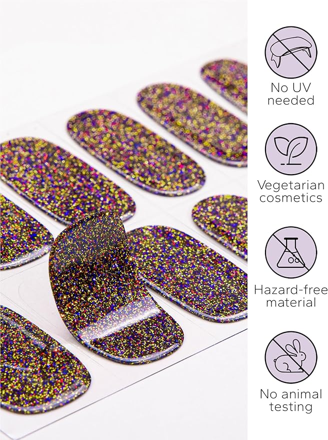 Nail Polish Strips – 32PCS UV Free Salon Quality Wraps, Long Lasting Gel Nail Stickers for Women (Copper Spark)