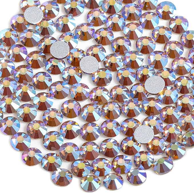 beadsland 2880pcs Flat Back Crystal Rhinestones Round Gems for Nail Art and Craft Glue Fix, Lt.Colorado Topaz AB,SS10,2.7-2.9mm